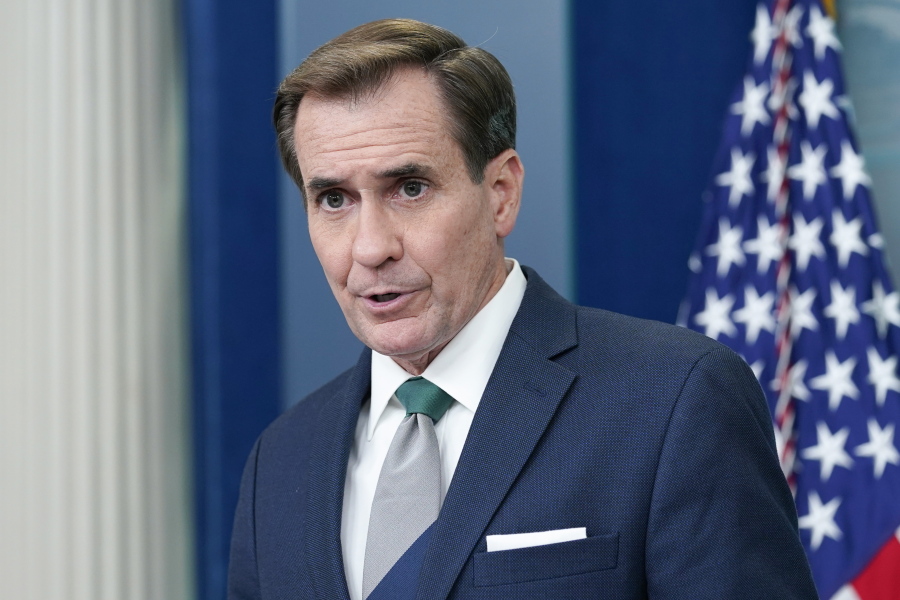 FILE - National Security Council spokesman John Kirby speaks during the daily briefing at the White House in Washington, July 27, 2022.