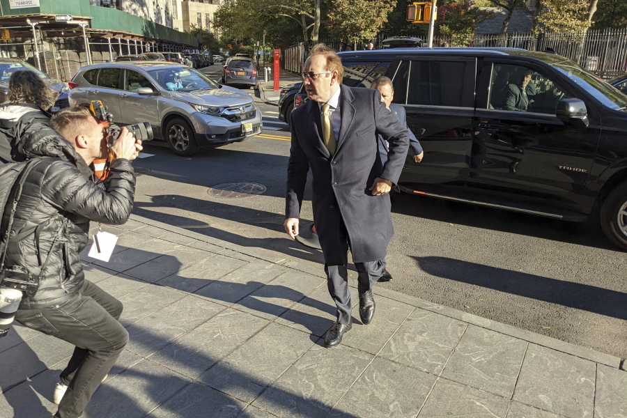 Actor Kevin Spacey arrives at federal court for a civil trial in the Manhattan borough of New York City on Thursday, Oct. 20, 2022.