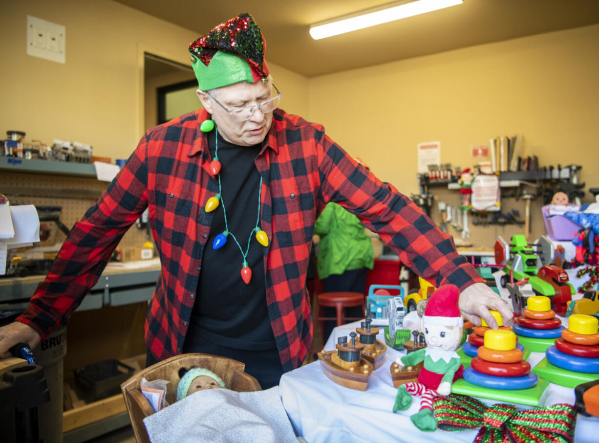 Dan Ratermann talks about the work that went into building toys at Affinity at Vancouver. Members of the retirement community built and painted the wooden toys and are donating them to the Children's Center.