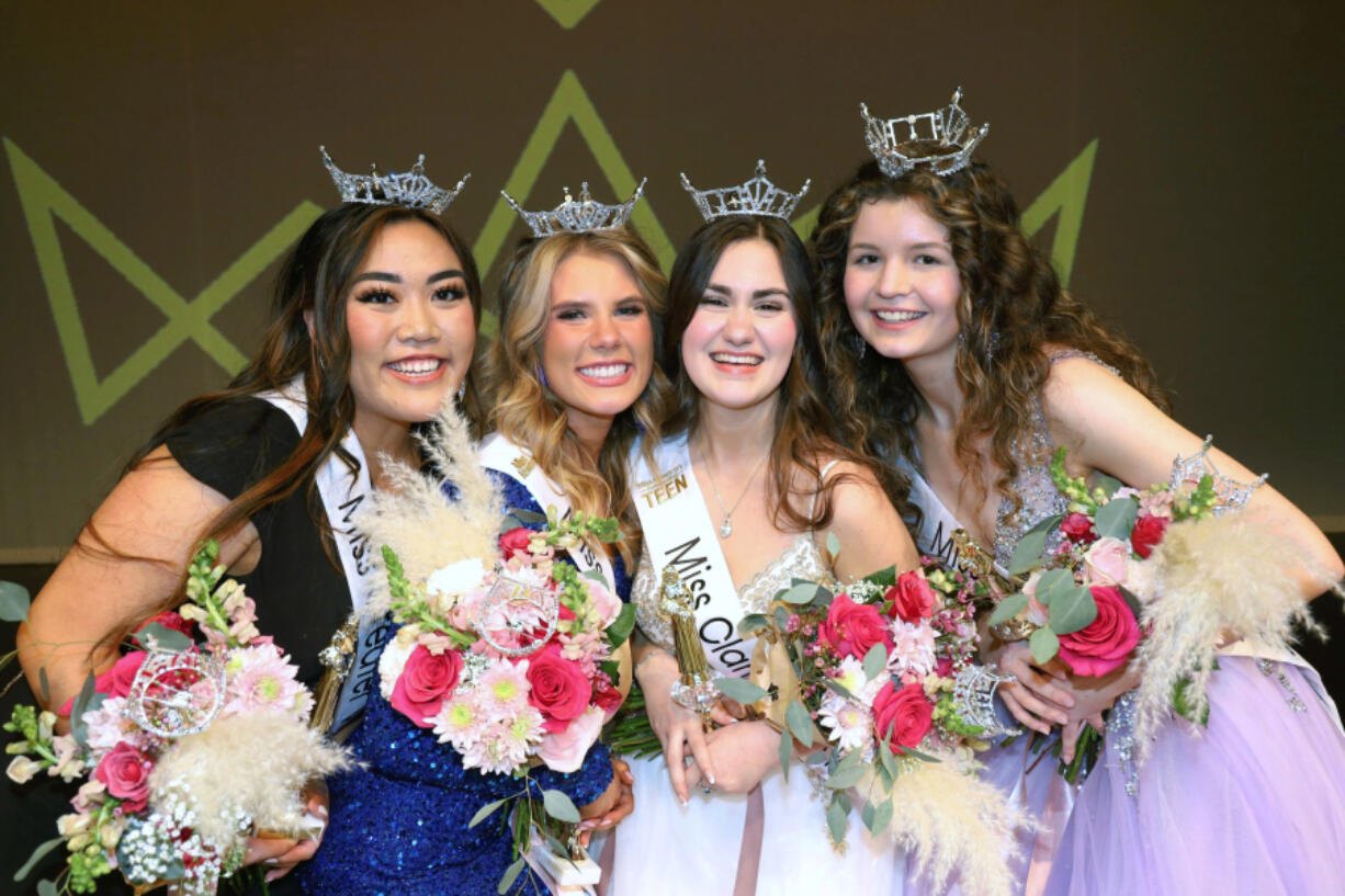 Miss Greater Vancouver Kayla Sousa; Miss Clark County Vanessa Munson; Miss Clark County's Outstanding Teen Tia Williams; Miss Greater Vancouver's Outstanding Teen Maddie Wallingford.