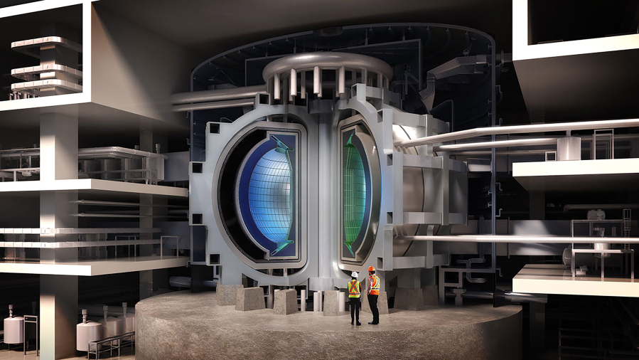 A rendering of a nuclear fusion pilot plant proposed by San Diego-based General Atomics.