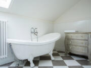 Luxury bathtub options include hot tubs, whirlpool tubs or clawfoot soaking tubs such as this one.