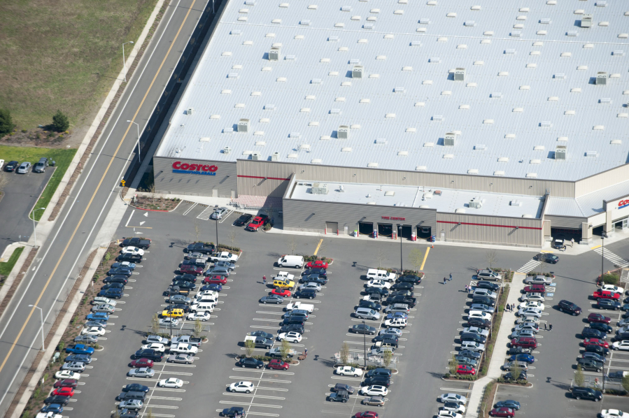 An aerial view of the Costco on Southeast First Street. The proposed Ridgefield location will be the warehouse club's third Clark County store.