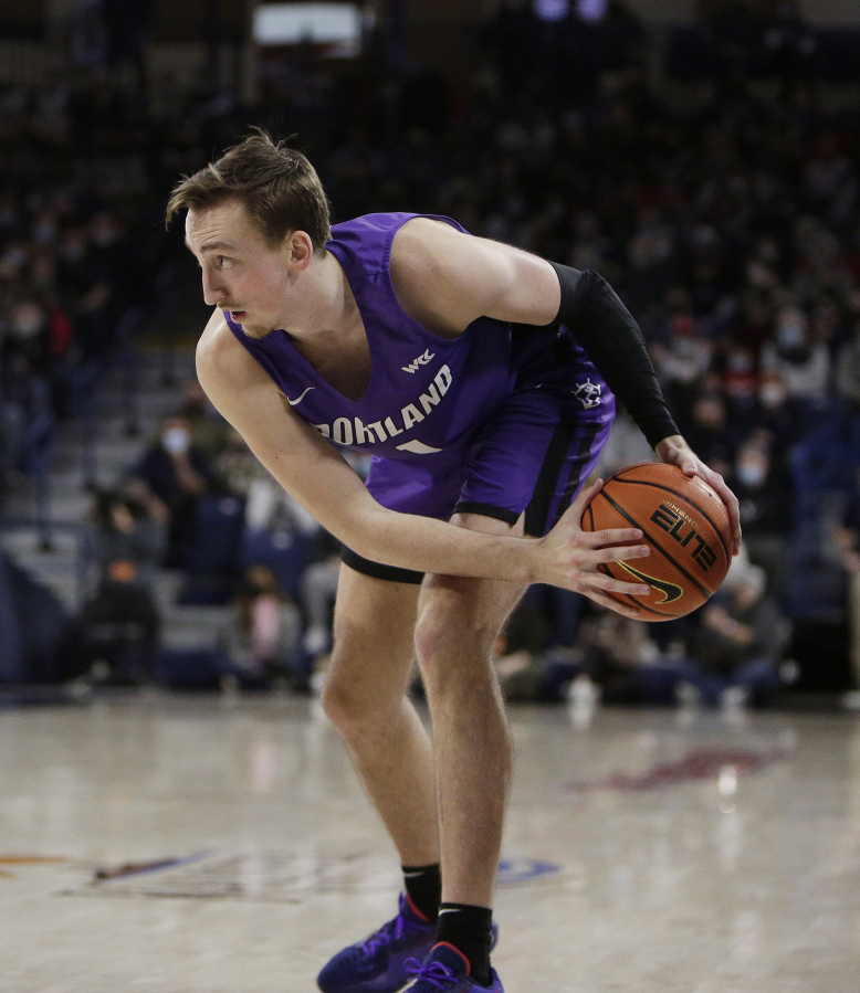 Portland forward Moses Wood scored 16 points to help the Pilots beat Villanova 83-71 on Friday, Nov. 25, 2022, in the Phil Knight Invitational at Veterans Memorial Coliseum in Portland..