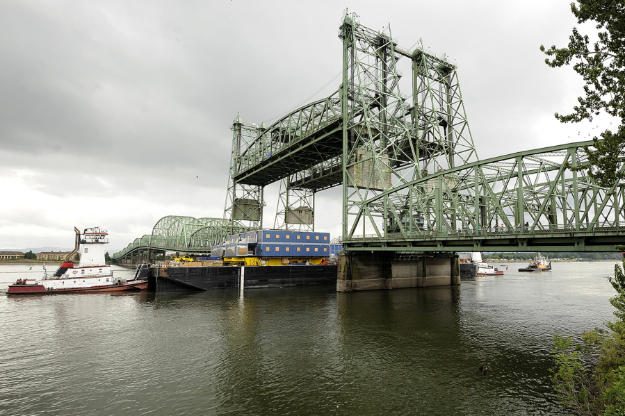 Upstream manufacturers have counted on the Interstate 5 Bridge's twin lift spans to be able to move large items, like this oil drilling equipment en route to Alaska in 2011.