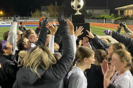 Columbia River girls soccer team celebrates fifth state championship in program history video