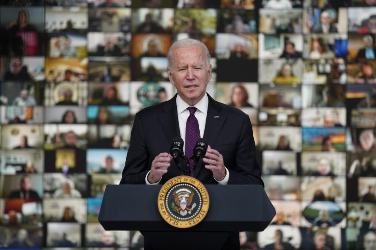 FILE - President Joe Biden speaks during a Tribal Nations Summit during Native American Heritage Month, in the South Court Auditorium on the White House campus, on Nov. 15, 2021, in Washington. Biden speaks to the 2022 summit on Nov. 30, 2022.