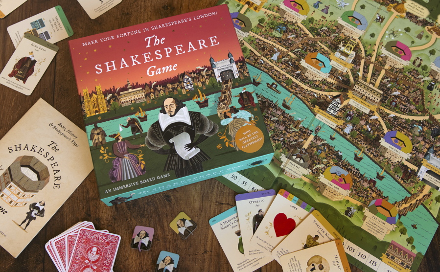 This photo shows The Shakespeare Game. Board games are among the many amusements for adults that make great holiday gifts.