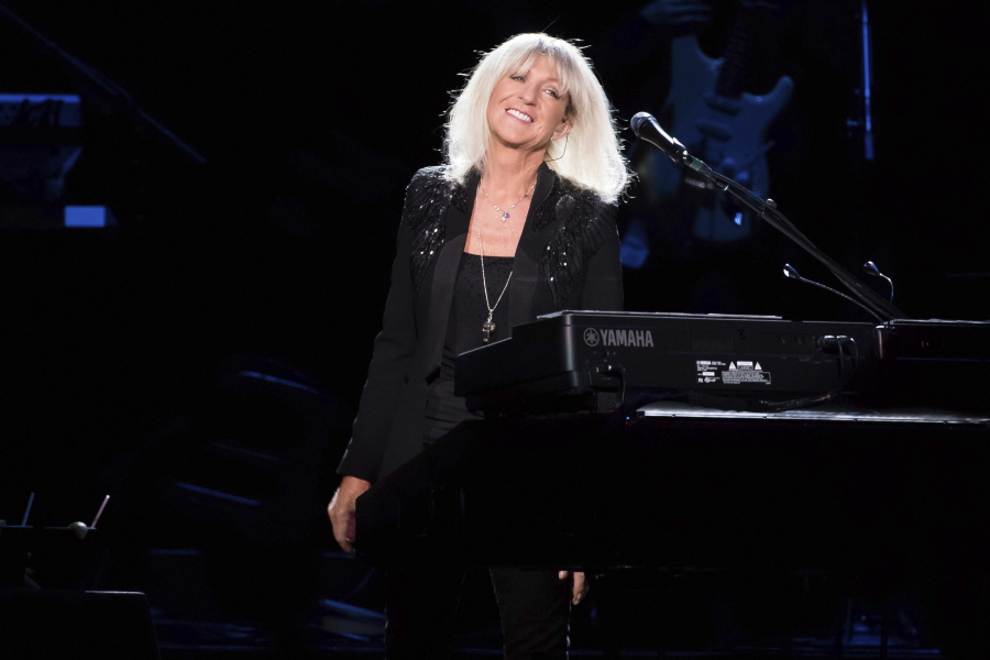 FILE - Christine McVie from the band Fleetwood Mac performs at Madison Square Garden in New York on Oct. 6, 2014.  McVie, the soulful British musician who sang lead on many of Fleetwood Mac's biggest hits, has died at 79. The band announced her death on social media Wednesday.