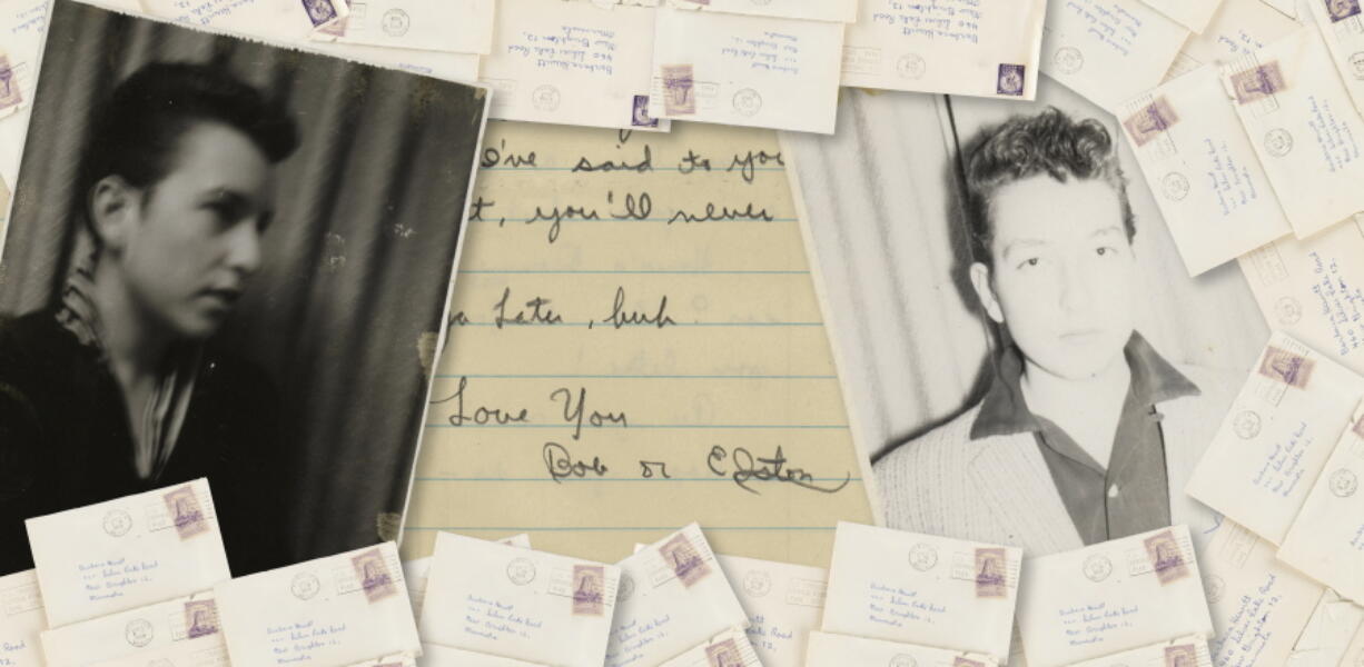 This Sept. 2022 photo shows a personal collection of love letters written by Bob Dylan to his high school sweetheart in the late 1950s. The personal collection of love letters are up for auction.