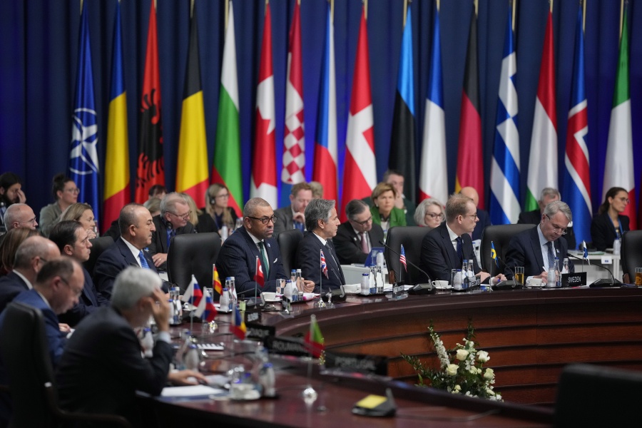 United States Secretary of State Antony Blinken attends at the first day of the meeting of NATO Ministers of Foreign Affairs, in Bucharest, Romania, Tuesday, Nov. 29, 2022.