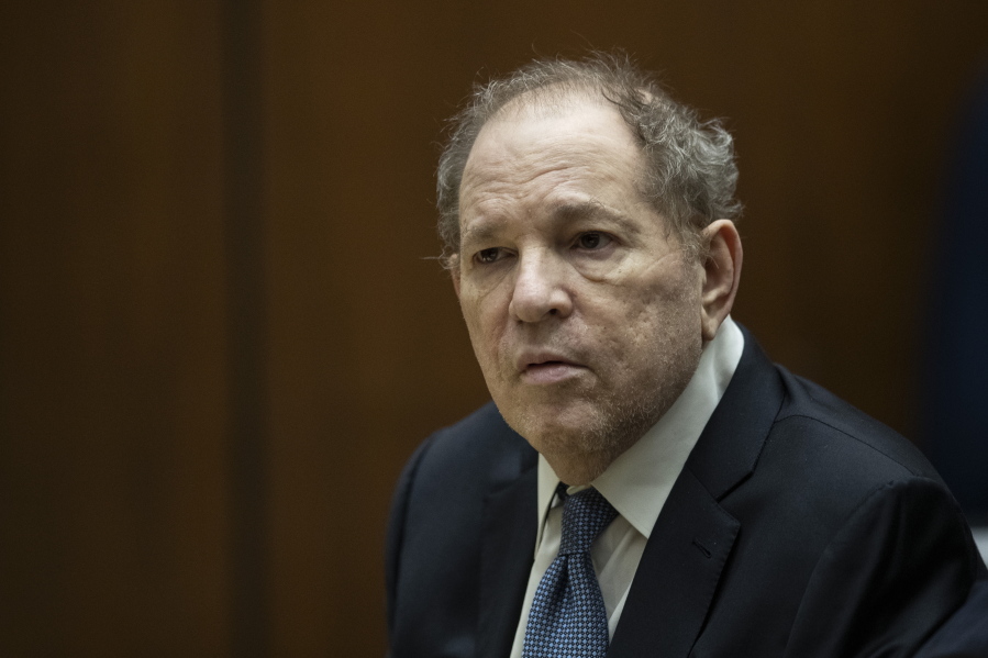 FILE - Former film producer Harvey Weinstein appears in court at the Clara Shortridge Foltz Criminal Justice Center in Los Angeles, Calif., on Oct. 4 2022. Opening statements are set to begin Monday in the disgraced movie mogul Harvey Weinstein's Los Angeles rape and sexual assault trial. Weinstein is already serving a 23-year-old sentence for a conviction in New York.