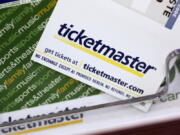 FILE - Ticketmaster tickets and gift cards are shown at a box office in San Jose, Calif., on May 11, 2009. A pre-sale for Swift's U.S. tour next year resulted in crash after crash on Ticketmaster. A pre-sale for Swift's U.S. tour next year resulted in crash after crash on Ticketmaster.