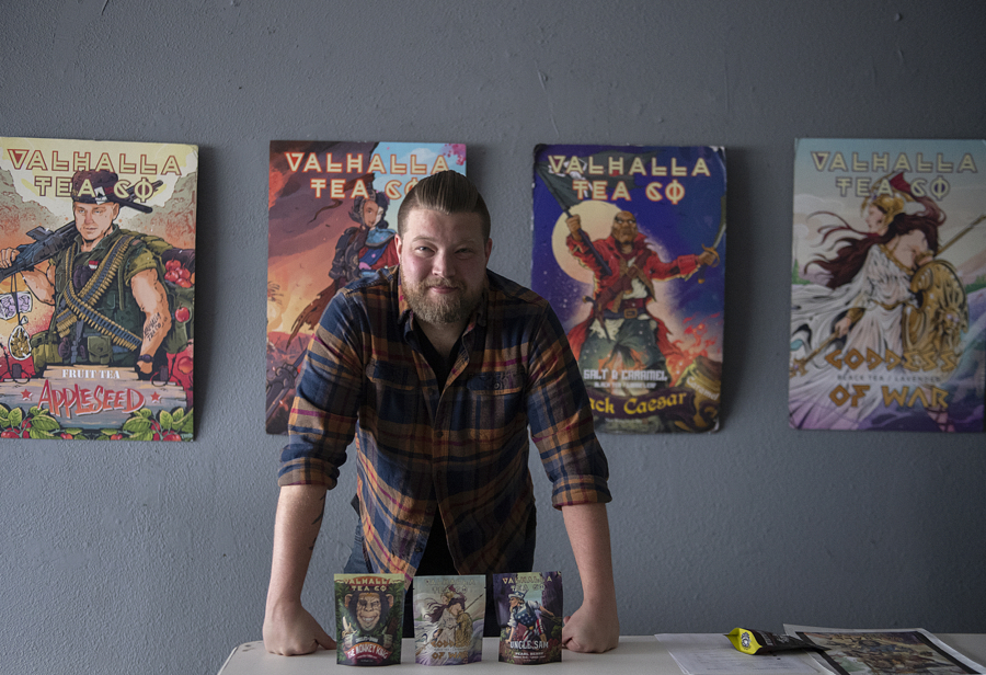Chris Baldwin started his loose-leaf tea business, Valhalla Tea Co., after serving in the U.S. Army. He donates part of the business' proceeds to veterans' assistance groups.