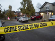 Clark County sheriff's deputies respond to the scene of a reported shooting in a home in the 15000 block of Northwest Fourth Place in North Salmon Creek on Wednesday afternoon, Dec. 7, 2022.