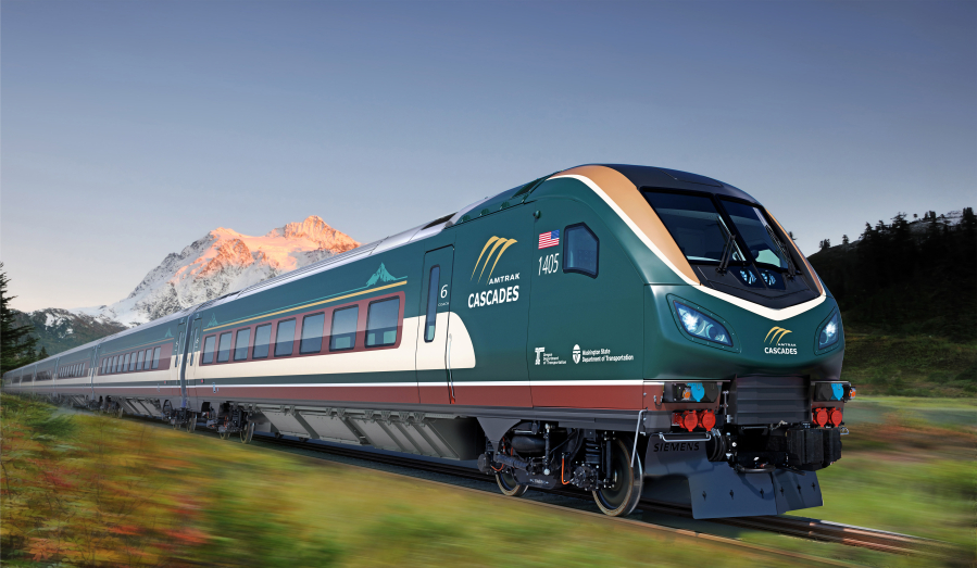 The Amtrak Cascades line from Eugene, Ore., to Vancouver, B.C.