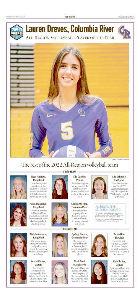 A commemorative page for the All-Region volleyball team is available on The Columbian's e-edition at Columbian.com