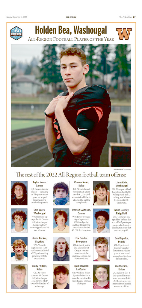A commemorative page for the All-Region football team is available on The Columbian's e-edition at Columbian.com