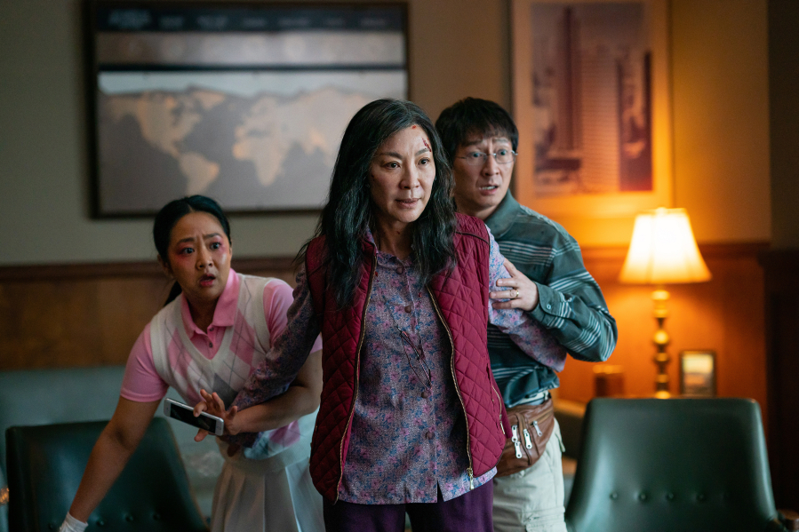 Stephanie Hsu, from left, Michelle Yeoh and Ke Huy Quan in "Everything Everywhere All at Once." (United Artists/Entertainment Pictures/Zuma Press)