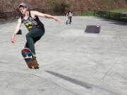 Alexander Chadduck, 21, of Washougal, skates at the Camas-Washougal Riverside Skate Park in 2018.