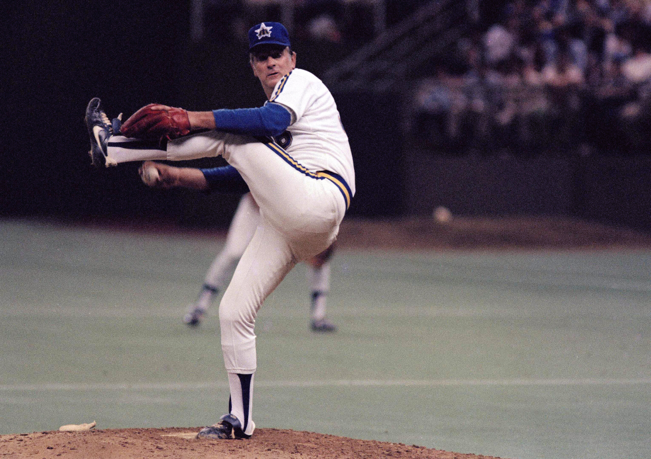Seattle Mariners pitcher Gaylord Perry throws in his 300th Major League victory, a 7-3 win over the New York Yankees in Seattle, May 6, 1982. Baseball Hall of Famer and two-time Cy Young winner Gaylord Perry, a master of the spitball, died Thursday, Dec. 1, 2022, at his home in Gaffney, S.C. He was 84.