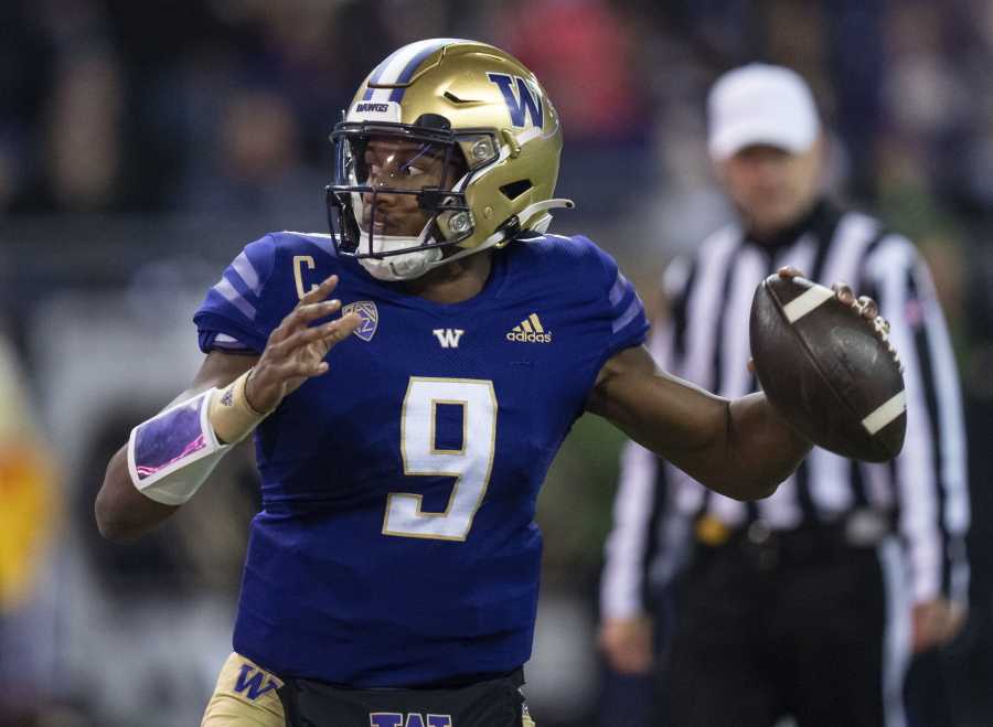 Washington quarterback Michael Penix Jr. leads the nation with 4,354 passing yards. His No. 12 Huskies against No. 21 Texas in the Alamo Bowl.