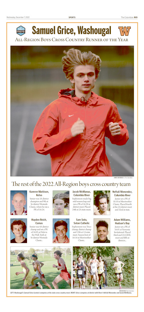 A commemorative page for the All-Region boys cross country team is available on The Columbian's e-edition at Columbian.com