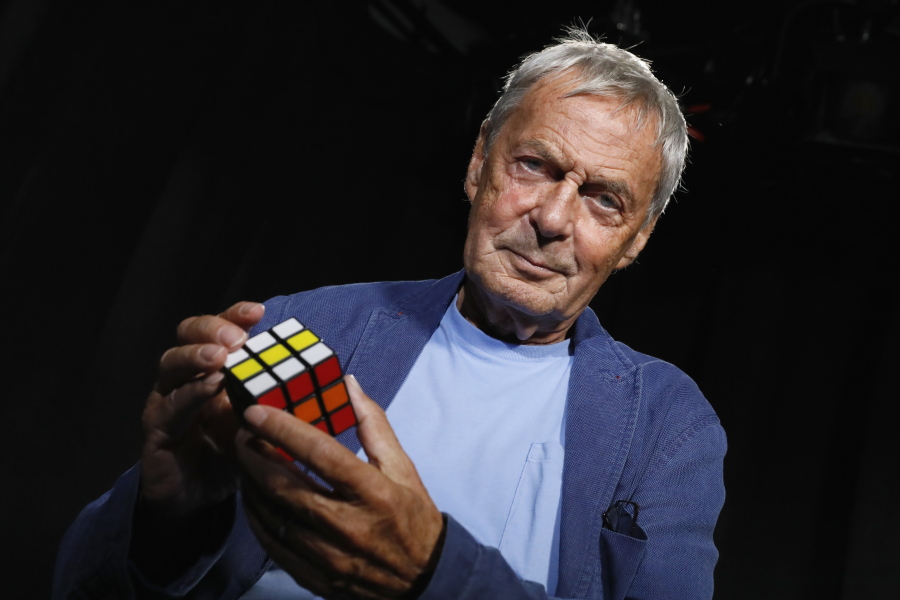 Professor Ern? Rubik, inventor of Rubik's Cube, in New York in 2018.