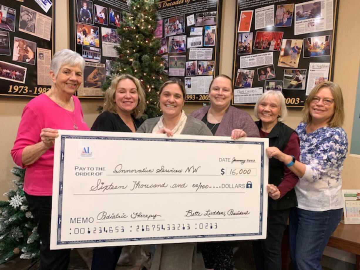 Assistance League Southwest Washington recently presented Innovative Services NW with a check for $16,000 to support its pediatric therapy program.