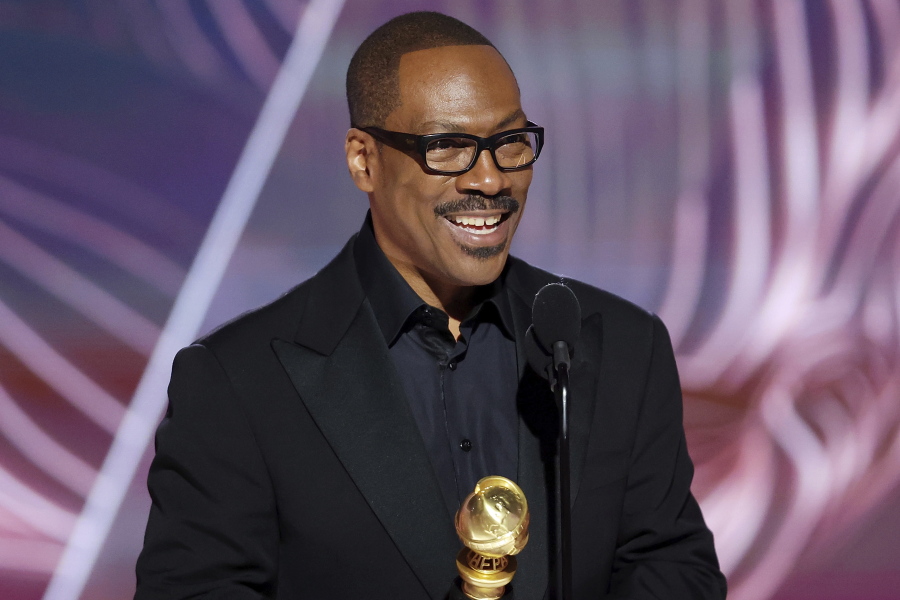 This image released by NBC shows Eddie Murphy accepting the Cecil B. DeMille Award during the 80th Annual Golden Globe Awards at the Beverly Hilton Hotel on Tuesday, Jan. 10, 2023, in Beverly Hills, Calif.