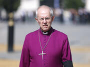 FILE - The Archbishop of Canterbury Justin Welby walks in Westminster on Sept. 14, 2022. The Church of England said Wednesday, Jan. 18, 2023, it will allow blessings for same-sex, civil marriages for the first time — but its position on gay marriage will not change and same-sex couples will still not be able to marry in its churches.