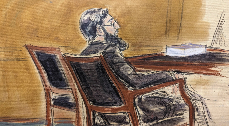 In this courtroom sketch, in federal court in New York, Thursday, Jan.