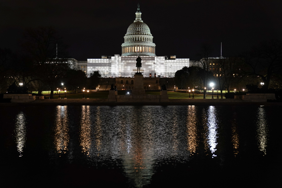 The U.S. Capitol before sunrise on the the second year anniversary of the violent insurrection by supporters of then-President Donald Trump, in Washington, Friday, Jan. 6, 2023.