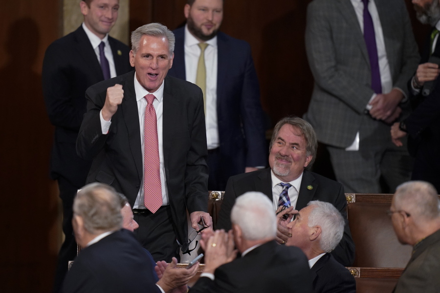 Rep. Kevin McCarthy, R-Calif., votes for himself for the ninth time in the House chamber as the House meets for the third day to elect a speaker and convene the 118th Congress in Washington, Thursday, Jan. 5, 2023.