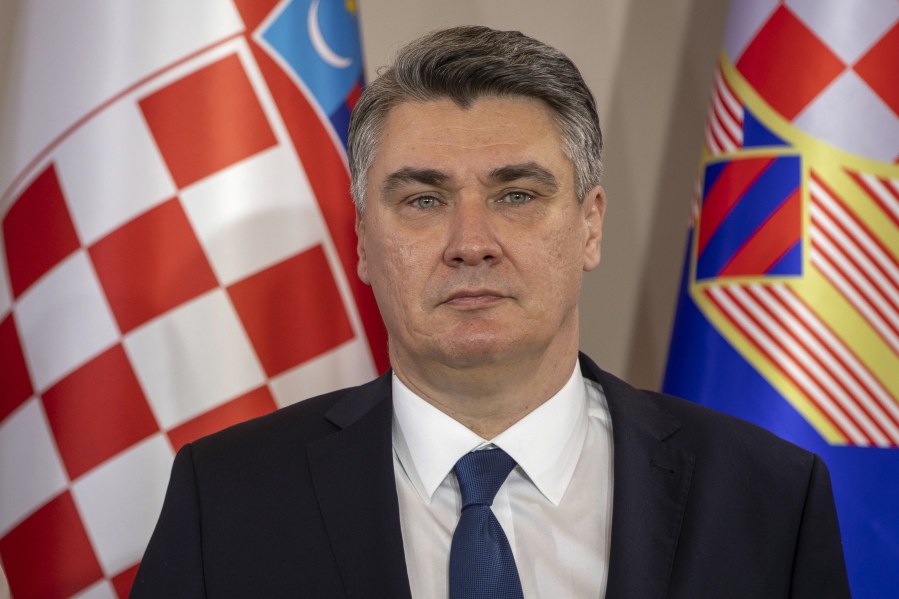 FILE - Croatian President elect Zoran Milanovic addresses dignitaries after taking the oath in Zagreb, Croatia, Feb. 18, 2020. Croatia's president has criticized Western nations for sending heavy tanks and other arms to Ukraine for its defense against the Russian aggression, saying it will only prolong the war. Speaking to reporters in the Croatian capital, Zoran Milanovic said Monday Jan. 30. 2023, it is "manic" to believe that Russia can be defeated in a conventional war.