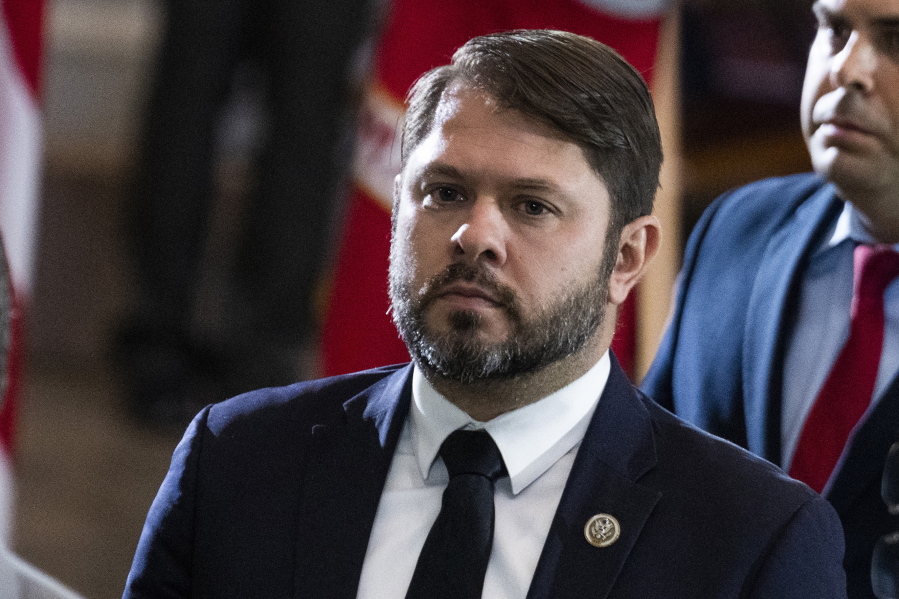 Rep. Ruben Gallego, D-Ariz., is seen in the U.S. Capitol, July 14, 2022, in Washington.  Gallego says he'll challenge independent U.S. Sen. Kyrsten Sinema of Arizona in 2024. Monday's announcement makes Gallego the first candidate to jump into the race in the battleground state and sets up a potential three-way contest.  No Republican has currently announced a run.