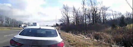 In this image from a bodycam video provided by the Hancock County Sheriff's Office, a white Hyundai Elantra occupied by Bryan Kohberger and his father is seen on a deputy's body camera video during a traffic stop on Thursday, Dec. 15, 2022, in Hancock County, Ind. Bryan Kohberger, accused in the November slayings of four University of Idaho students, had a first court appearance on Jan. 5, 2023 in Latah County Court in Moscow, Idaho on first-degree murder charges.