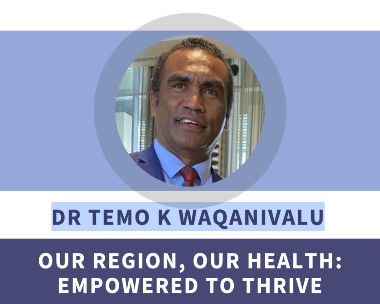 This image shows part of an election-style campaign brochure produced by the World Health Organization in September 2022, to promote Fijian Dr. Temo Waqanivalu to become WHO's top official in the western Pacific.  Internal documents obtained by the Associated Press show the World Health Organization knew of past sexual misconduct charges against a doctor who was accused of harassing a woman in the fall.