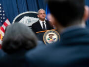 Attorney General Merrick Garland speaks during a news conference at the Justice Department building in Washington, DC, on January 24, 2023.