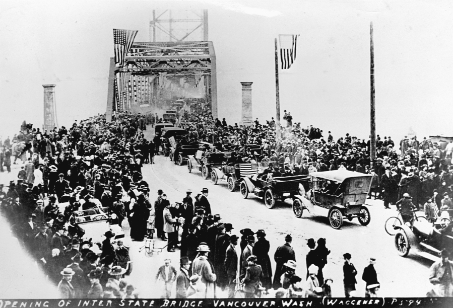 Townsfolk turn out for the opening of the Interstate Bridge on Feb. 14, 1917.