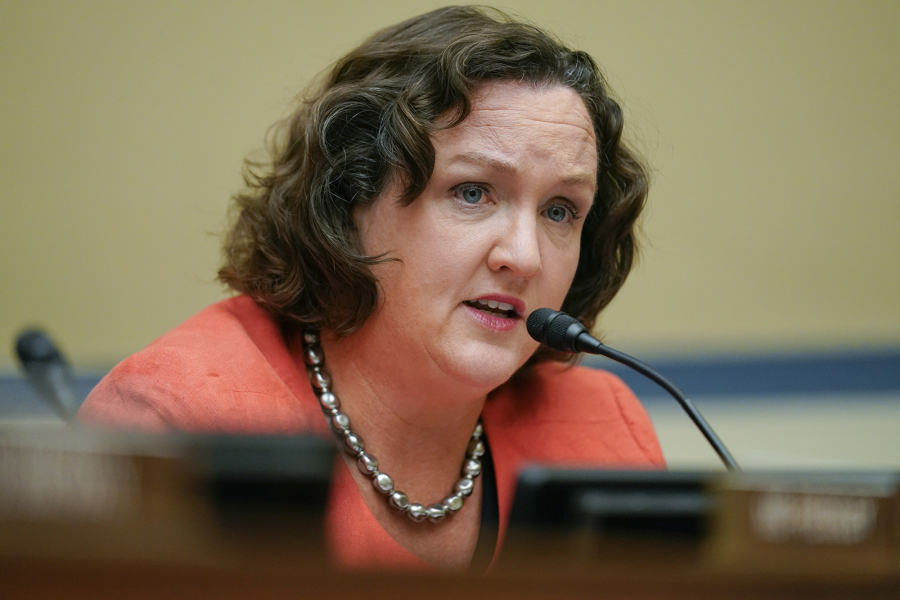 U.S. Rep. Katie Porter, D-Calif., speaks during a House Committee on Oversight and Reform hearing on gun violence on Capitol Hill on June 8, 2022, in Washington, D.C.