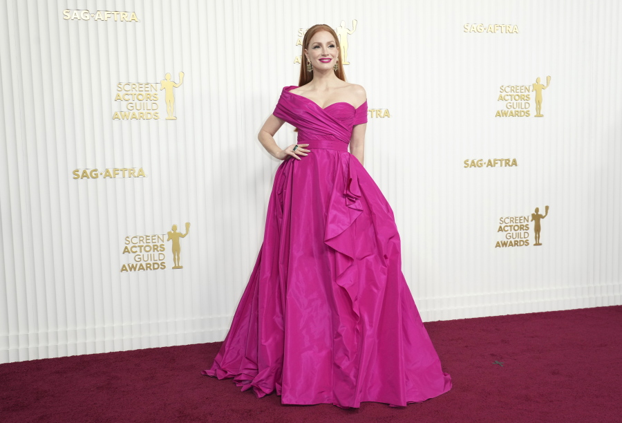 Jessica Chastain arrives at the 29th annual Screen Actors Guild Awards on Sunday, Feb. 26, 2023, at the Fairmont Century Plaza in Los Angeles.