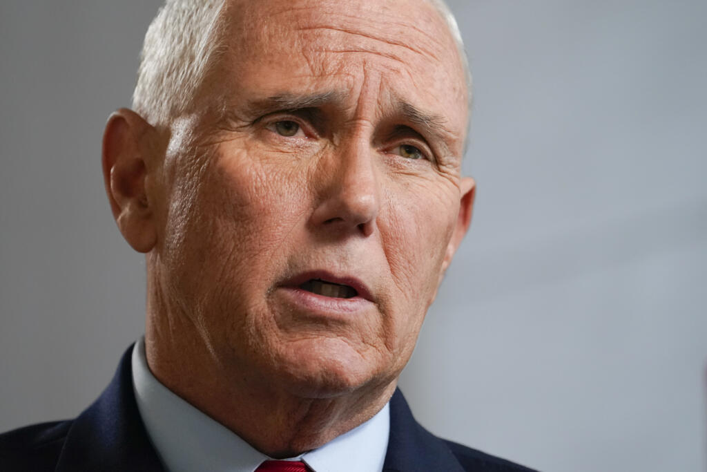 FILE - Former Vice President Mike Pence speaks during an interview with The Associated Press, Nov. 16, 2022, in New York.  Pence is planning to fight a subpoena by the special counsel overseeing investigations into efforts by former President Donald Trump and his allies to overturn the results of the 2020 election.