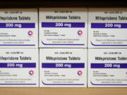 Boxes of the drug mifepristone sit on a shelf March 16 at the West Alabama Women's Center in Tuscaloosa, Ala. (Allen G.