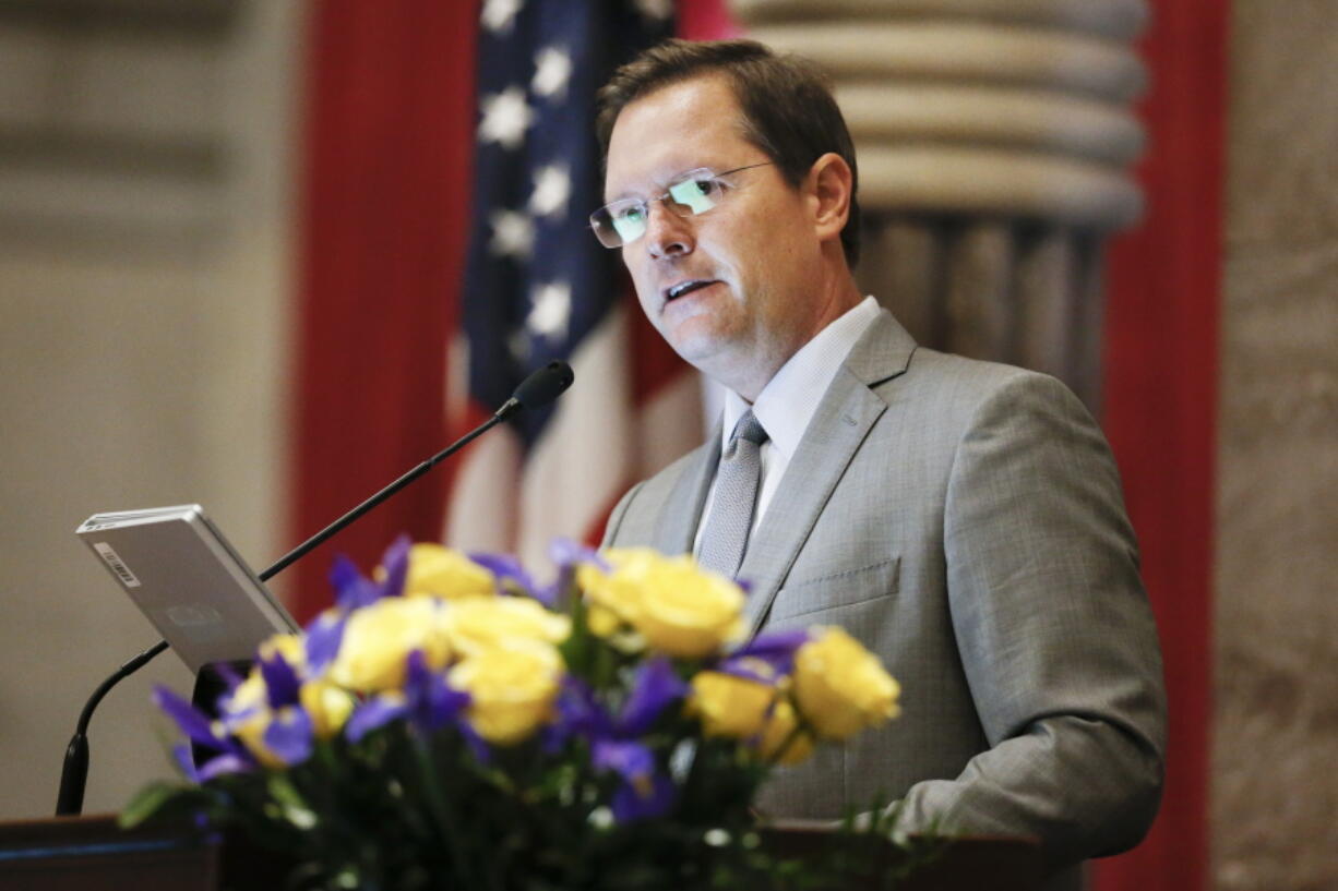 FILE - House Speaker Cameron Sexton, R-Crossville, presides over the House on the first day of the 2020 legislative session, Jan. 14, 2020, in Nashville, Tenn. For months, Tennessee's Republican leaders have largely maintained that the state's abortion ban -- known as one of the strictest in the U.S. -- allows doctors to perform the procedure, should they need to save the pregnant person's life, even though the statute doesn't explicitly say so. Sexton is the lone, top Republican leader to concede that the ban could be clarified and improved.