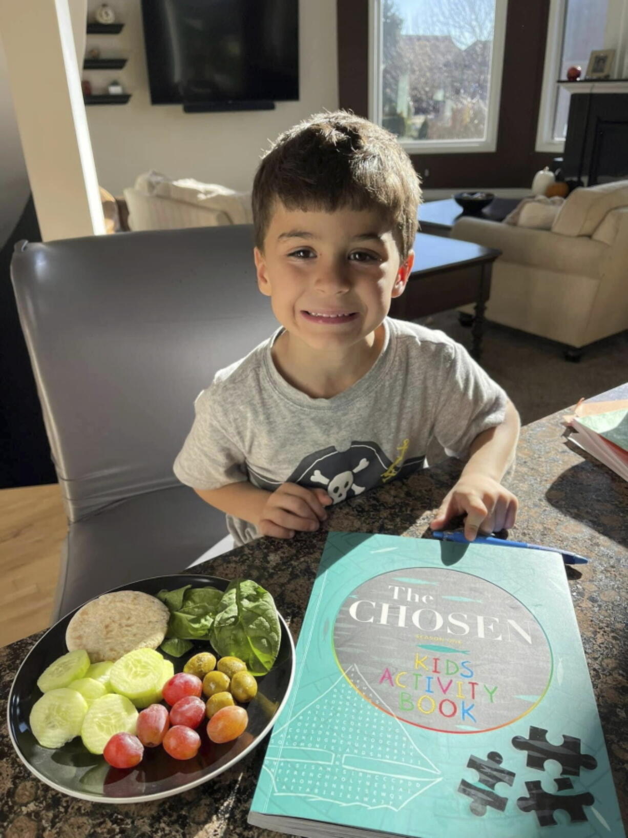 This October 2022 photo provided by Kristin Stonehouse shows her son, Mason Stonehouse, 6, in Chesterfield, Mich. Mason Stonehouse used his father,??s Grubhub account to order $1,000 worth of food delivered to his home on Saturday, Jan. 28, 2023. His father, Keith Stonehouse, was not aware his son was ordering the food and at first did nt understand why delivery people kept ringing his doorbell and leaving food.