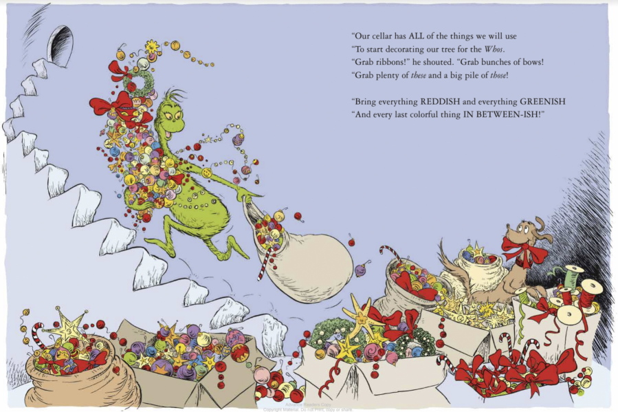 A recent undated image provided by Dr. Seuss Enterprises shows a page from the new book "How the Grinch Lost Christmas!" Seuss Enterprises, the company that owns the Dr. Seuss intellectual property, is releasing the sequel to the iconic children's book "How the Grinch Stole Christmas!" (Photo/TM & (C) 2023 Dr.