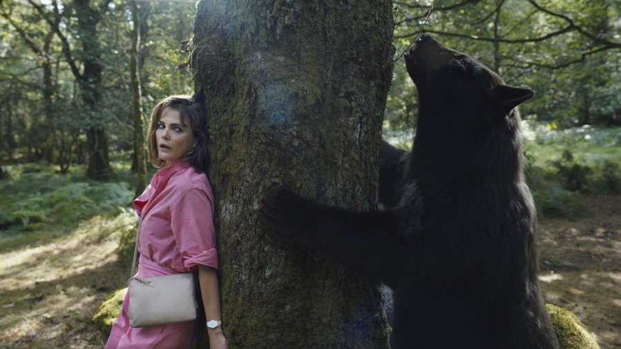 This image released by Universal Pictures shows Keri Russell in a scene from "Cocaine Bear," directed by Elizabeth Banks.