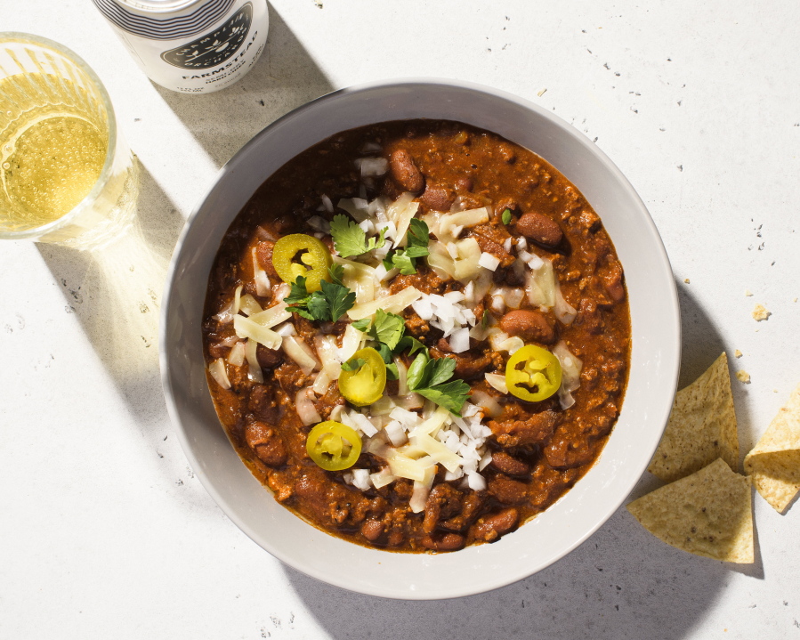 This Beef and Bean Chili has a surprise ingredient -- cocoa powder.