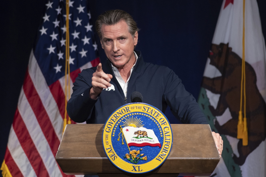 FILE - California Gov. Gavin Newsom speaks in Sacramento, Calif., Jan. 10, 2023.  Democratic governors in 20 states are launching a network intended to strengthen abortion access in the wake of the U.S. Supreme Court nixing a woman's constitutional right to end a pregnancy. (AP Photo/Jos?